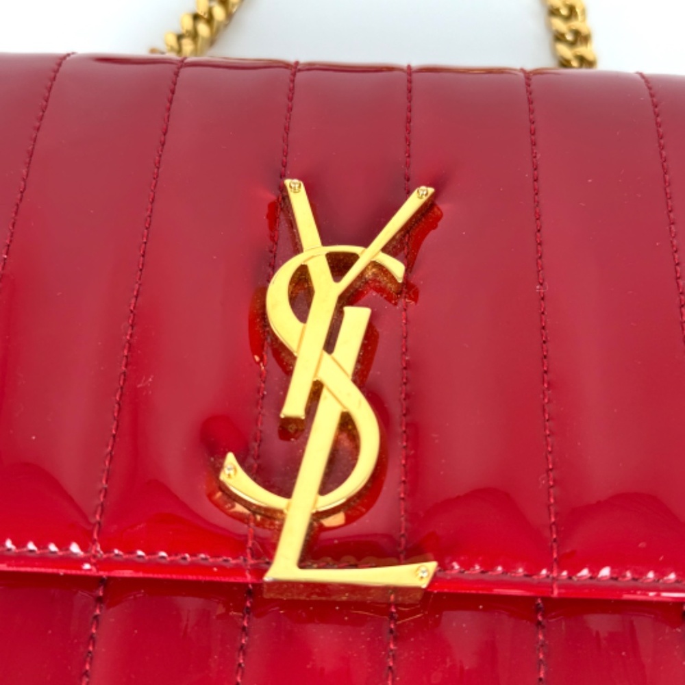 SOLD on fashionreloved.com SAINT LAURENT Matelasse Small Vicky Red Chain Bag - Picture 8 of 13